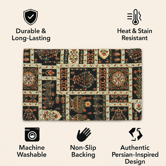 DaDalogy Bedding Set of 4-Pieces Dark Noir Mughal Floral Botanical Vintage Fleur Tapestry Placemats 13β x 19β (18197)