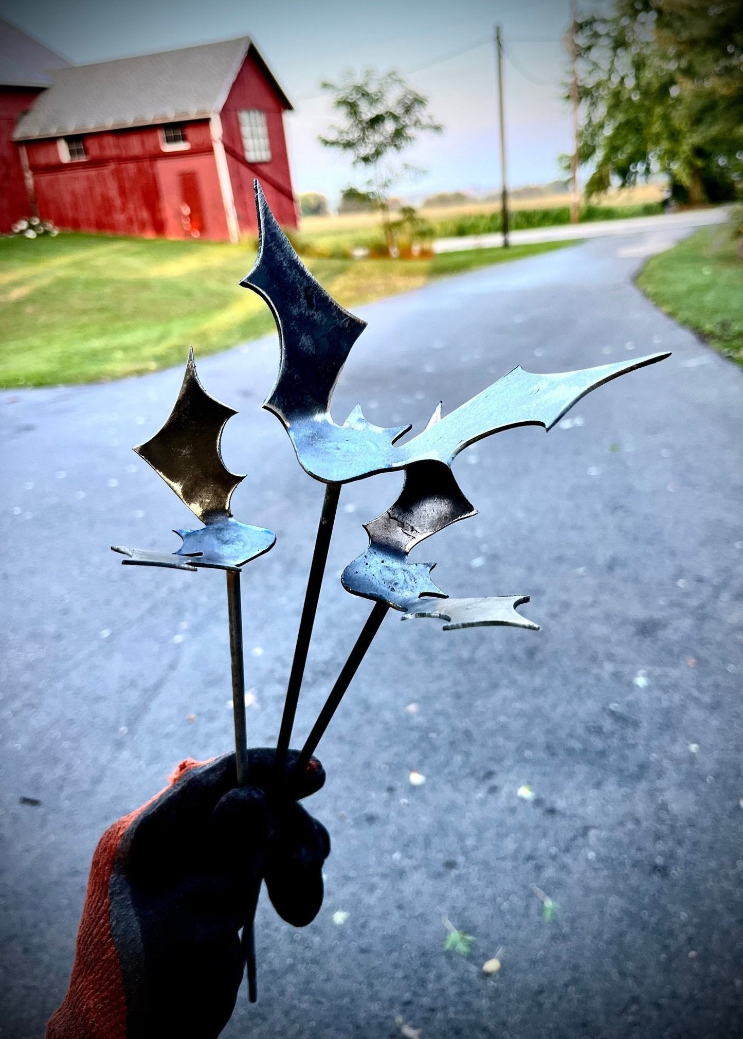 3-Pack Metal Halloween Bats w/ Stake
