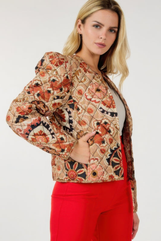 Zip Up Multi-print Jacket - All Season Fashion