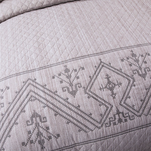 DaDa Bedding Whimsical Lavender Grey Cottage Soft Quilted Coverlet Bedspread Set (JHW866)