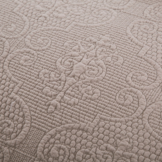 DaDa Bedding Taupe Beige Sand Dollar Floral Quilted Cotton Pillow Sham - 1-Piece (JHW585)