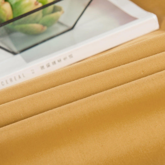 DaDa Bedding Honey Yellow Poplin Cotton Fitted Sheet w/ Pillow Cases (JHW-550-Fitted)