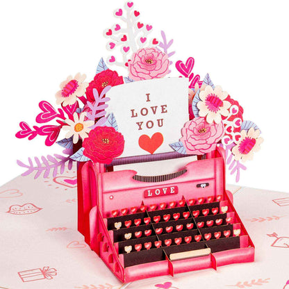 Love Typewriter Pop Up Card - 5" x 7"