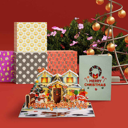 Decorated House Pop Up Christmas Card