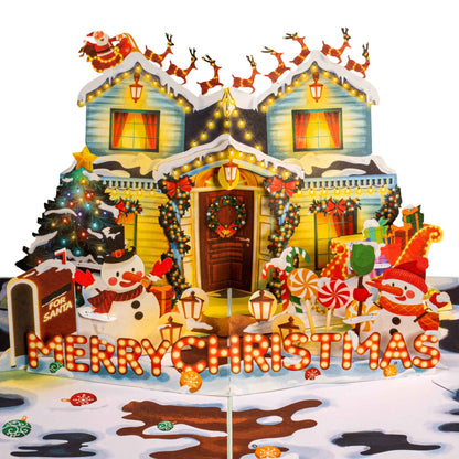 Decorated House Pop Up Christmas Card