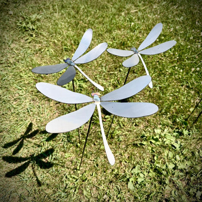 3-Pack Metal Dragonfly Garden Stakes