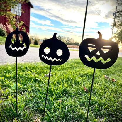 3-Pack Metal Halloween Jack-O-Lanterns Yard Stakes