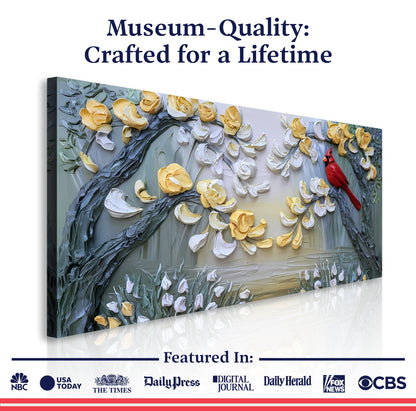 Golden Petals and Scarlet Wings Wall Art