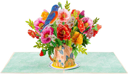 Poppy Blooms Pop Up Flower Bouquet Card