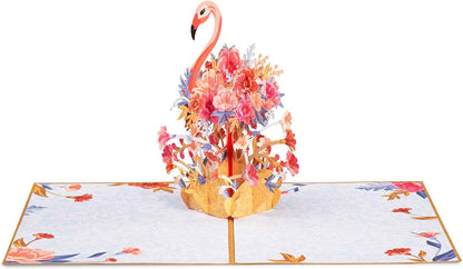 Floral Flamingo Pop Up Card - Frndly 8" x 6"