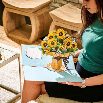 HugePop Sunflower Pop Up Flower Bouquet with Detachable Flowers, 10" x 14"