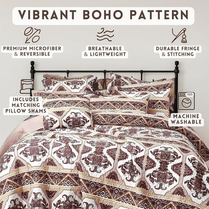 DaDa Bedding Majestic Oriental Kilim Bedspread - Royal Persian Traditional Design Intricate Ornate Ornament Print Coverlet w/ Shams