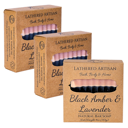 Black Amber & Lavender | Natural Fragrance with Essential Oils | Bar Soap