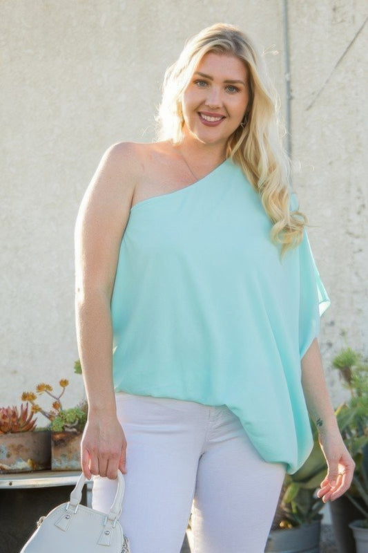 One Shoulder Long Sleeve Unbalance Top - All Season Fashion