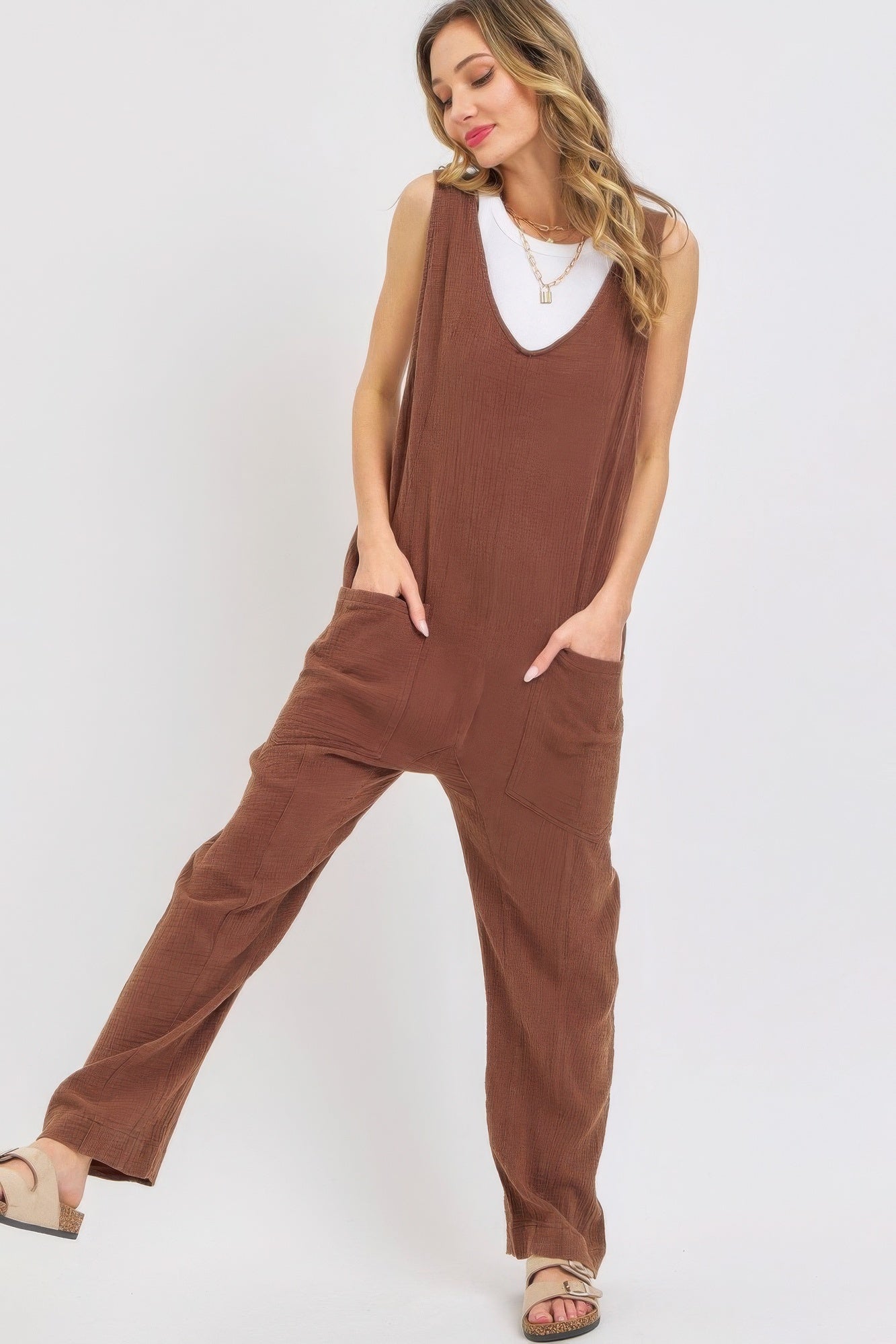 Mineral Washed Summer Jumpsuit - All Season Fashion