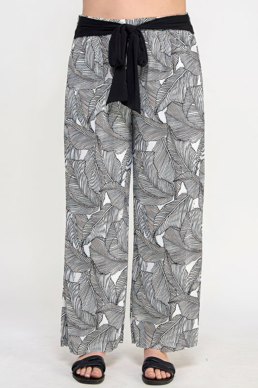 Plisse Palm Print Pants - All Season Fashion