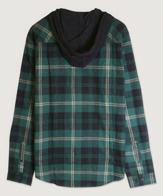 Contrast Pocket Plaid Hooded Shirt - All Season Fashion