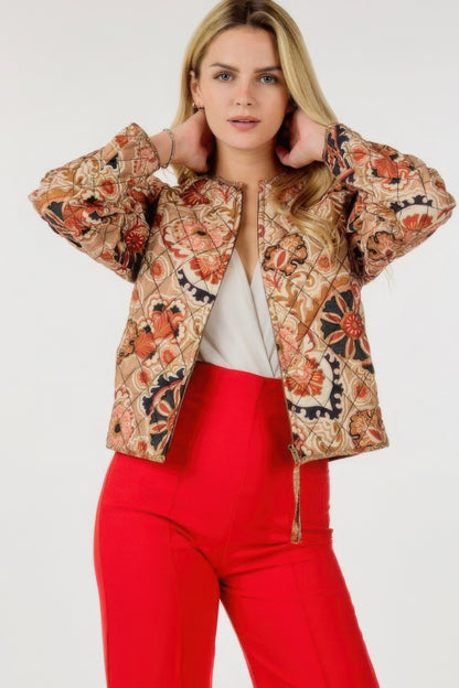 Zip Up Multi-print Jacket - All Season Fashion