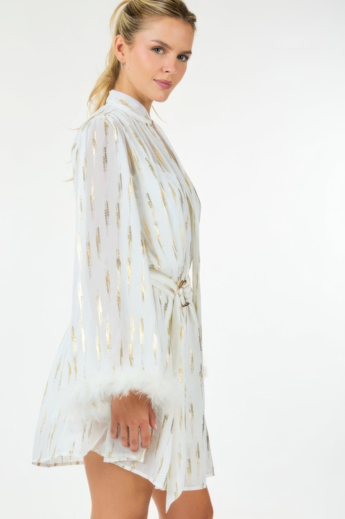 Metallic Print Short Dress - All Season Fashion