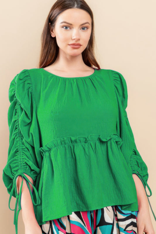 Round Neckline Babydoll Top - All Season Fashion