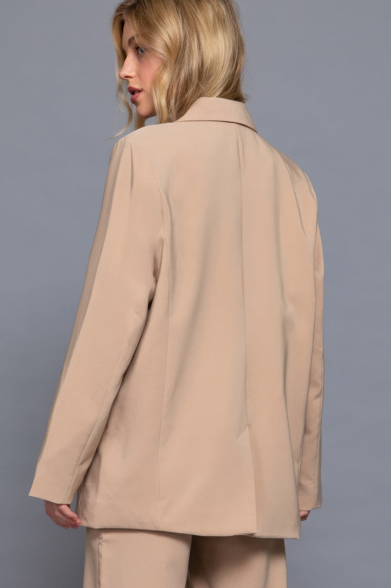 Long slv front button closure blazer - All Season Fashion