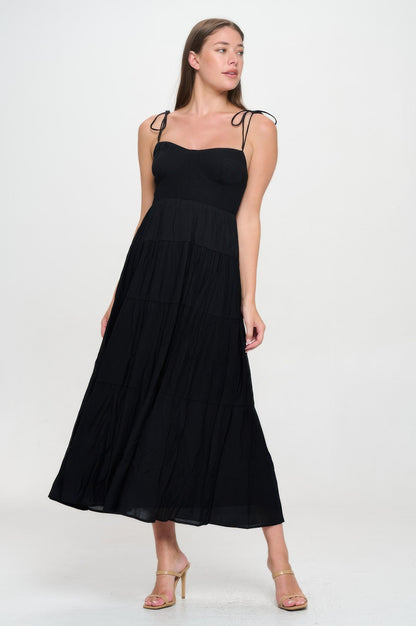 Solid Smocked Ruffle Maxi Dress - All Season Fashion