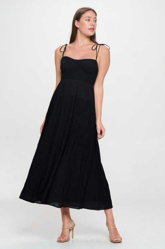 Solid Smocked Ruffle Maxi Dress - All Season Fashion