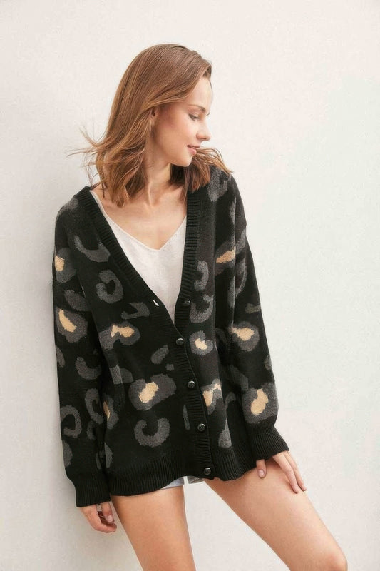 Leopard Button Down Cardigan - All Season Fashion
