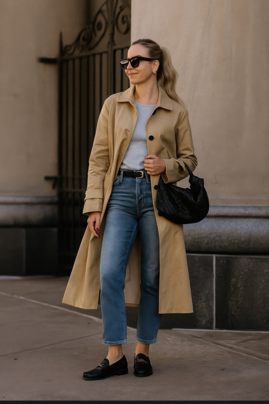 Solid Long Sleeve Trench Coat Woman Lined - All Season Fashion