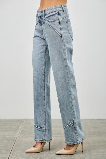 Mid Rise Straight With Piping - All Season Fashion