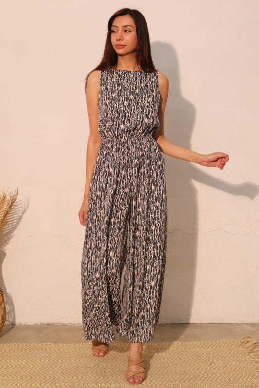 Night Meadow Sleeveless Bubble Jumpsuit - All Season Fashion