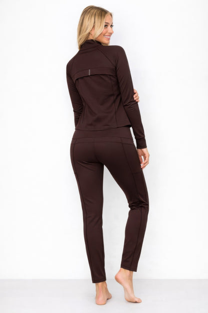 Athletic Workout Lounge Zip Up Jacket And Pant Set - All Season Fashion