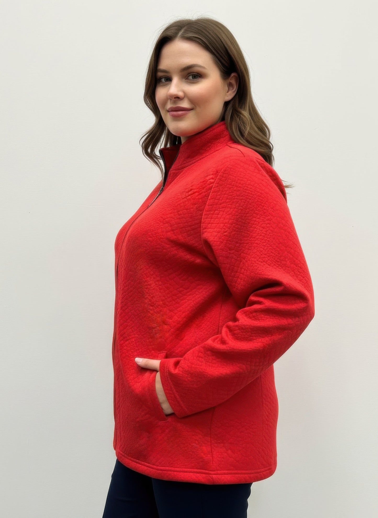 Onque Casual Plus Size Textured Jacket - All Season Fashion