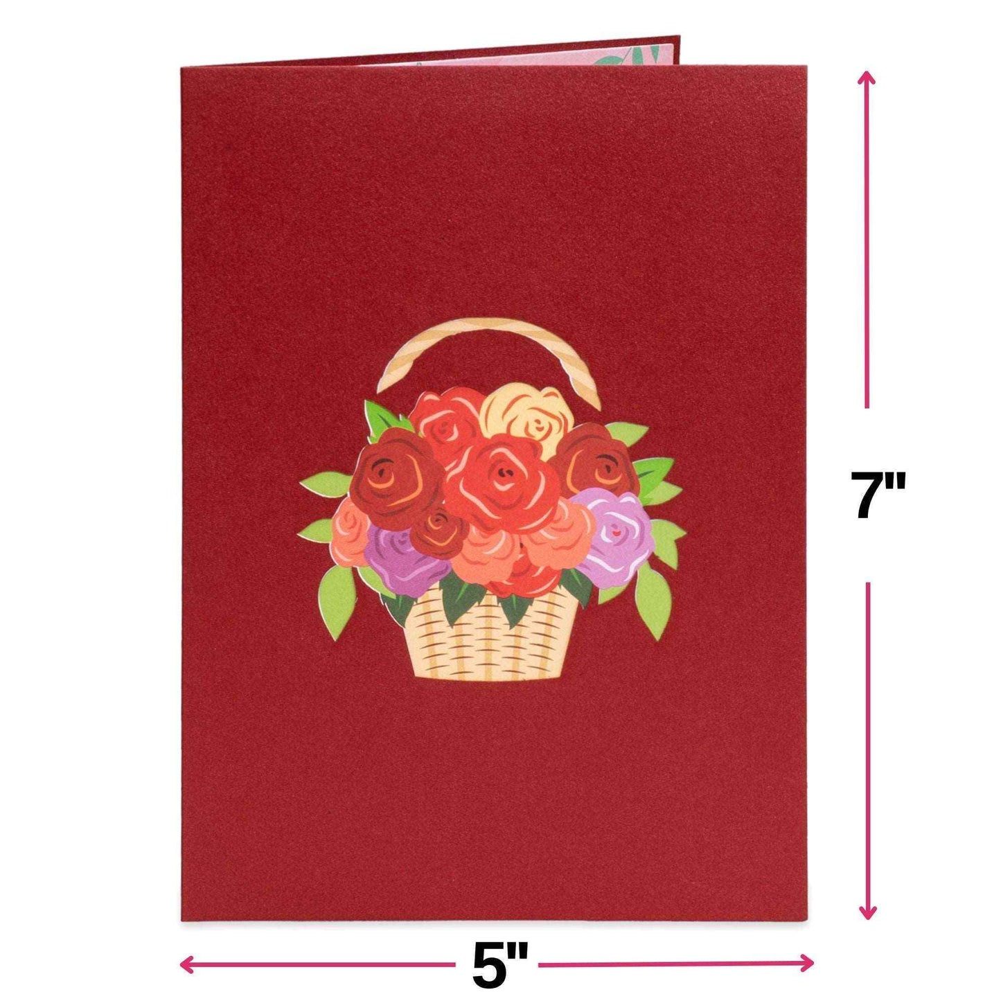 Basket of Roses Pop Up Card - 5"x7"