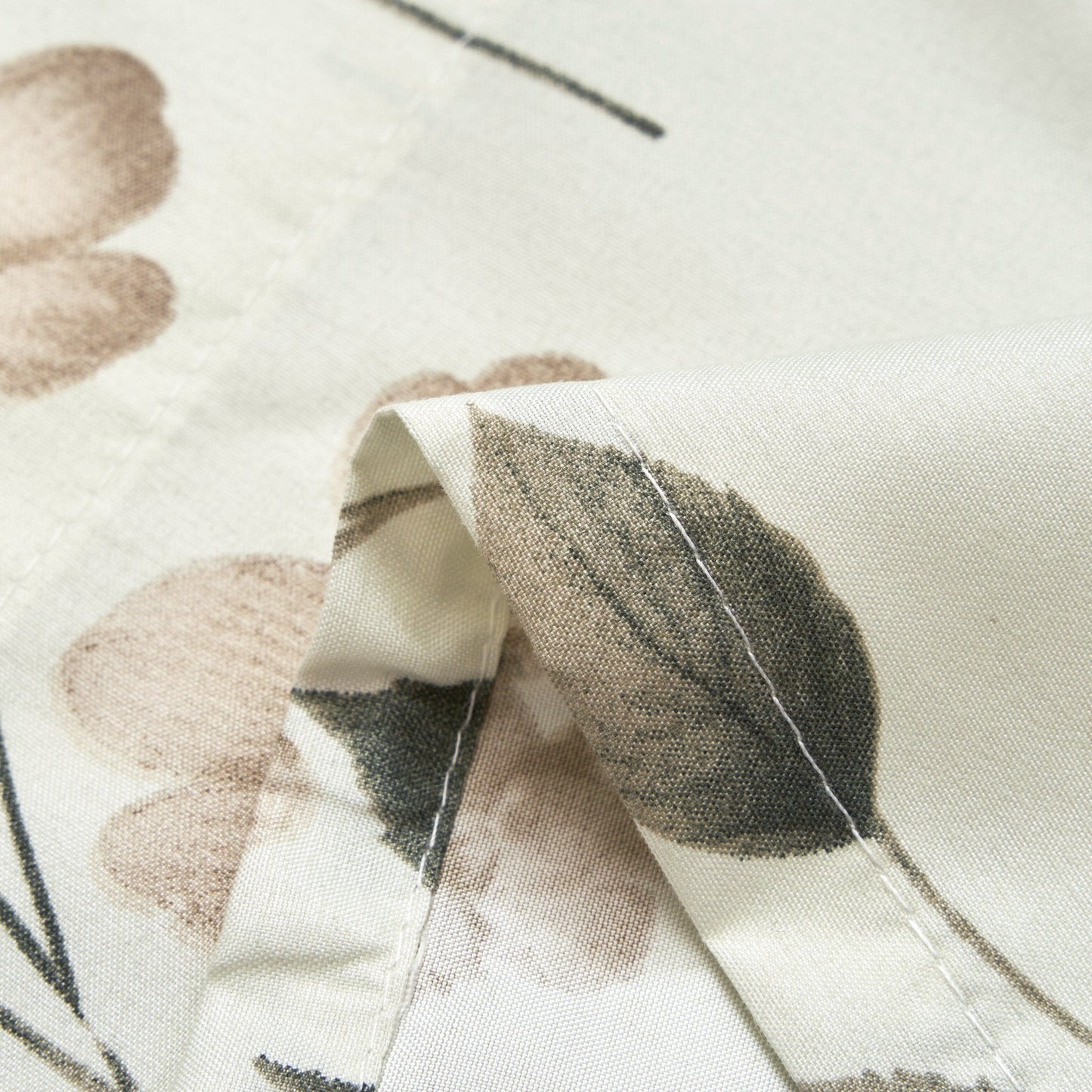 DaDa Bedding Collection Enchanted Meadow Semi-Sheer Valance - Floral Elegance in Beige, Rose, and Soft Green, Light Filtering See Through Microfiber, Rod Pocket Design, 18x52 Inches