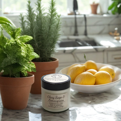 Clary Sage & Lemongrass | Essential Oil | 3 oz Jar Candle