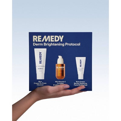 Remedy Skin Brightening 3-Piece Skincare Kit Gentle Cleanser Vitamin C Serum 2.7oz - Imperfect Box