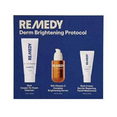Remedy Skin Brightening 3-Piece Skincare Kit Gentle Cleanser Vitamin C Serum 2.7oz - Imperfect Box
