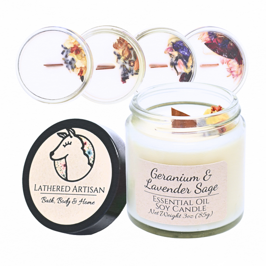 Geranium & Lavender Sage | Essential Oil | 3 oz Jar Candle