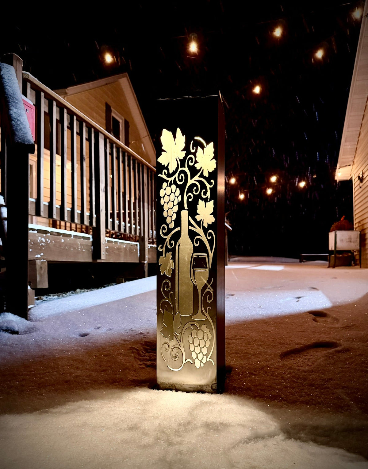 Vineyard Glow Solar Pillar - Steel Solar Light