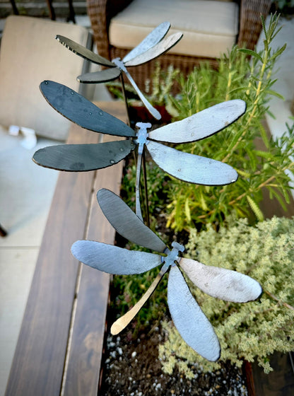 3-Pack Metal Dragonfly Garden Stakes