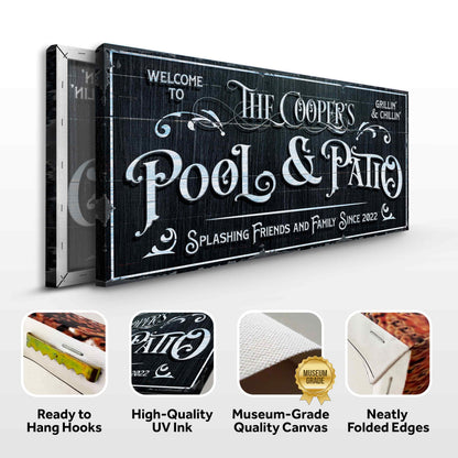 Personalized Pool Sign Black and White