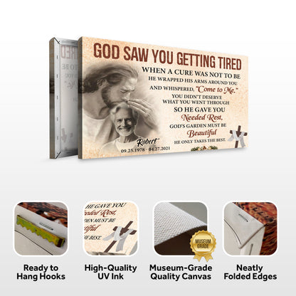 Personalized God Saw You Getting Tired Memorial Sign III