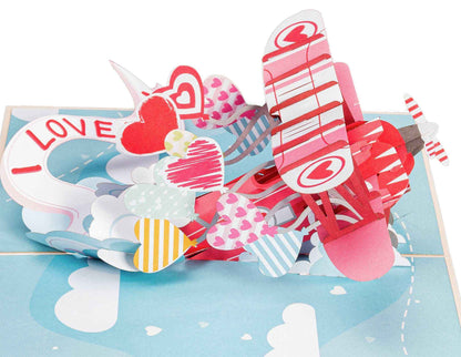 I Love You Biplane Pop Up Card - 5" x 7"