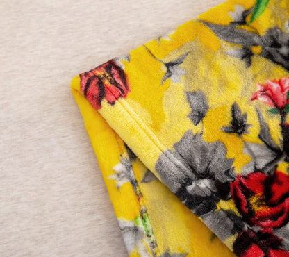 DaDa Bedding Yellow Farmhouse Rustic Spring Floral Hummingbirds Soft Fleece Throw Blanket (925)