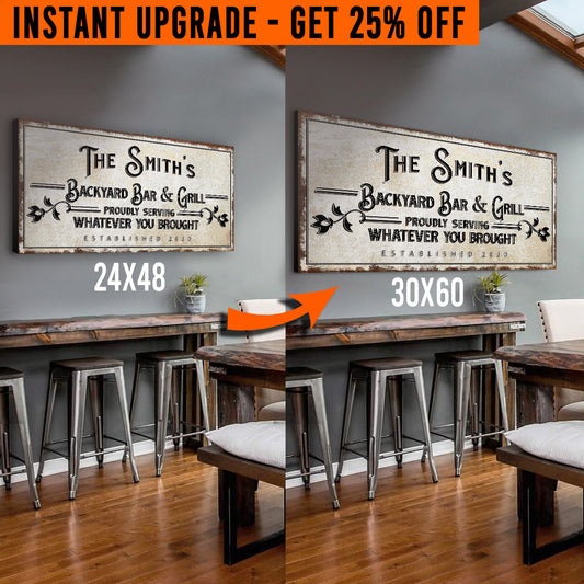 Upgrade Your 48x24 Inches 'Backyard Bar & Grill' (Style 1) Canvas To 60x30 Inches