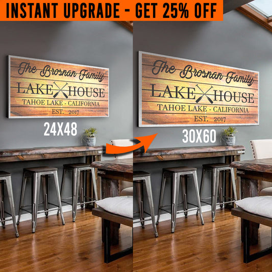 Upgrade Your 48x24 Inches 'Family Lake House' (Style 3) Canvas To 60x30 Inches