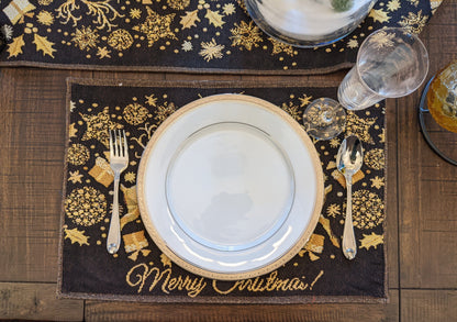 DaDa Bedding Set of 4-Pieces Magical Golden Reindeer Woven Tapestry Dining Table Placemats 13” x 19”