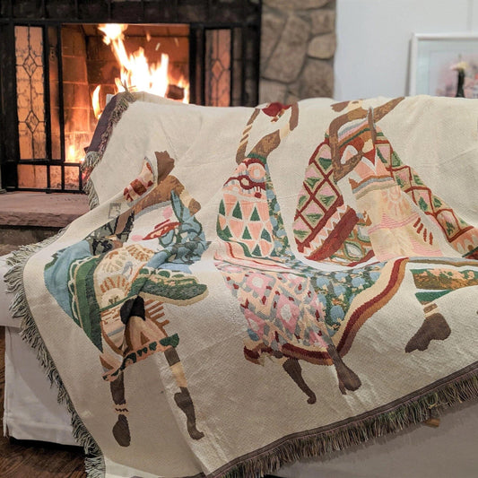 DaDa Bedding Elegant Tapestry Throw Blanket, Dancing Women African Dreams - 50β x 60β (7173)