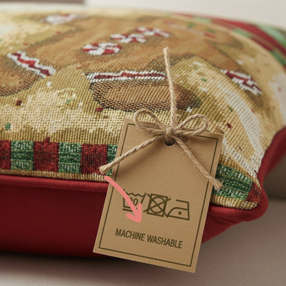 DaDa Bedding Gingerbread Snowman Woven Tapestry Throw Pillow Covers 16" x 16" (12917)